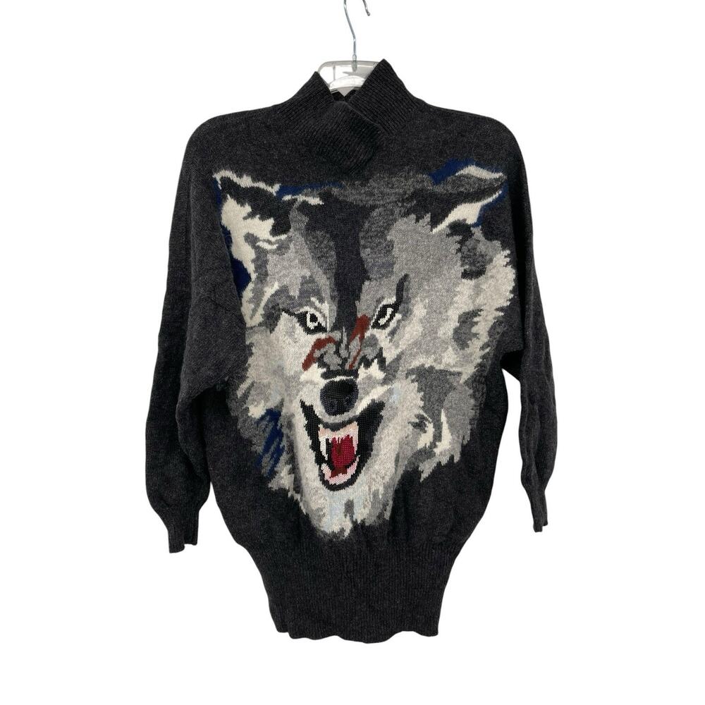 Vintage Krizia Maglia Wolf Sweater Wool Angora Made In Italy Size Small